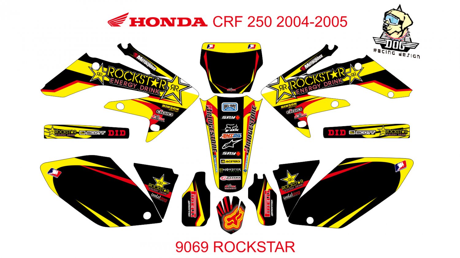HONDA CRF 250 2004-2005 GRAPHIC DECAL KIT CODE.9069
