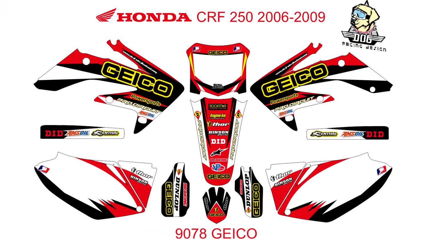 HONDA CRF 250 2006-2009 GRAPHIC DECAL KIT CODE.9078