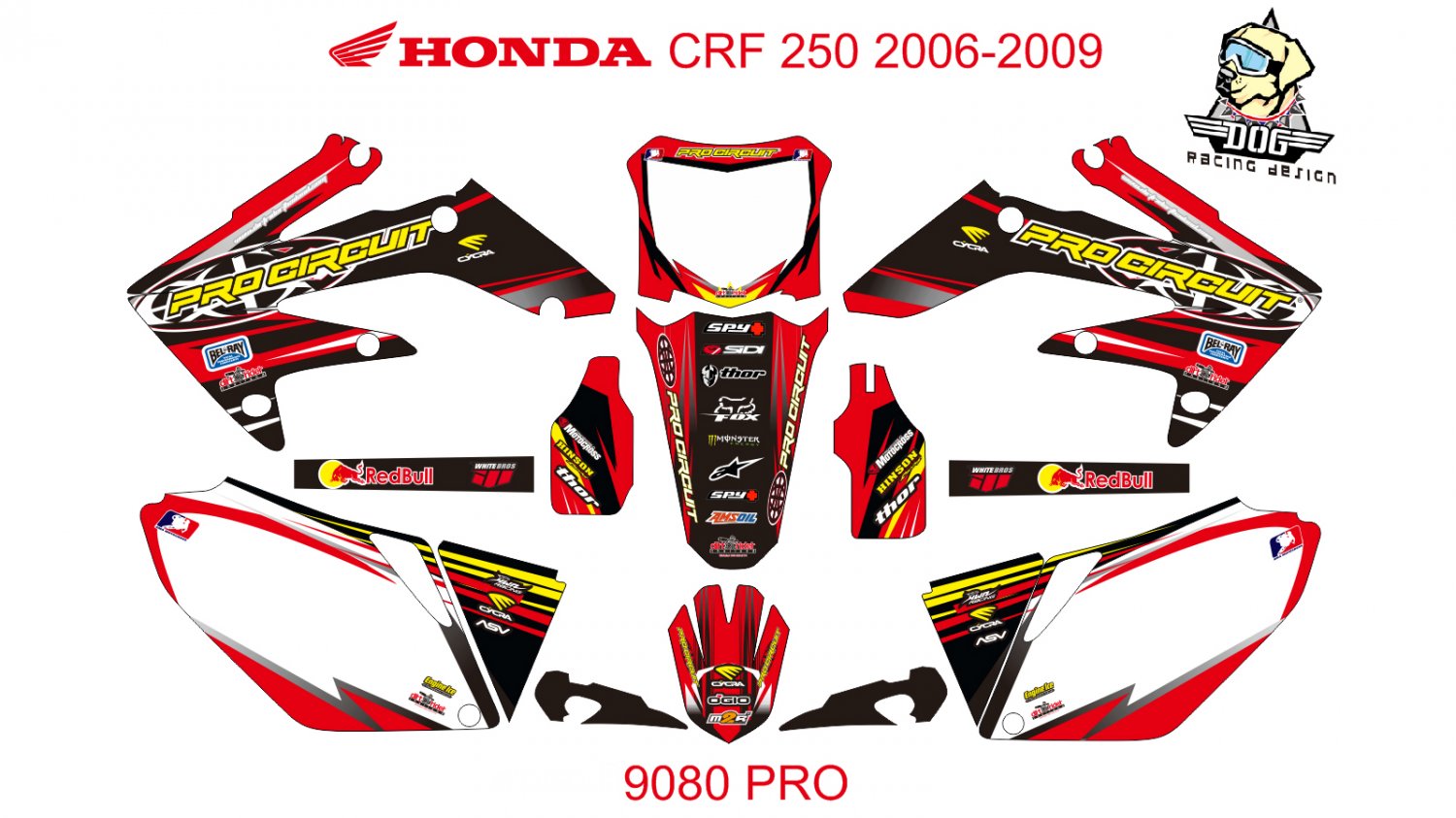 HONDA CRF 250 2006-2009 GRAPHIC DECAL KIT CODE.9080