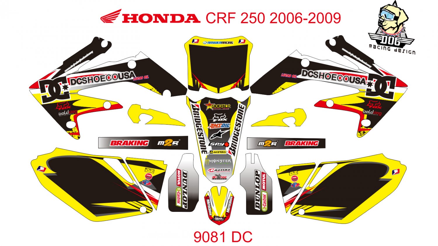HONDA CRF 250 2006-2009 GRAPHIC DECAL KIT CODE.9081