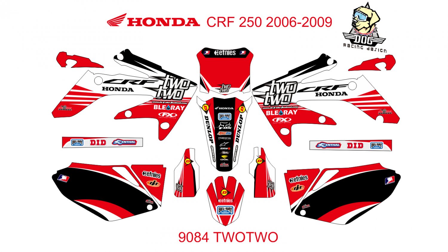 HONDA CRF 250 2006-2009 GRAPHIC DECAL KIT CODE.9084