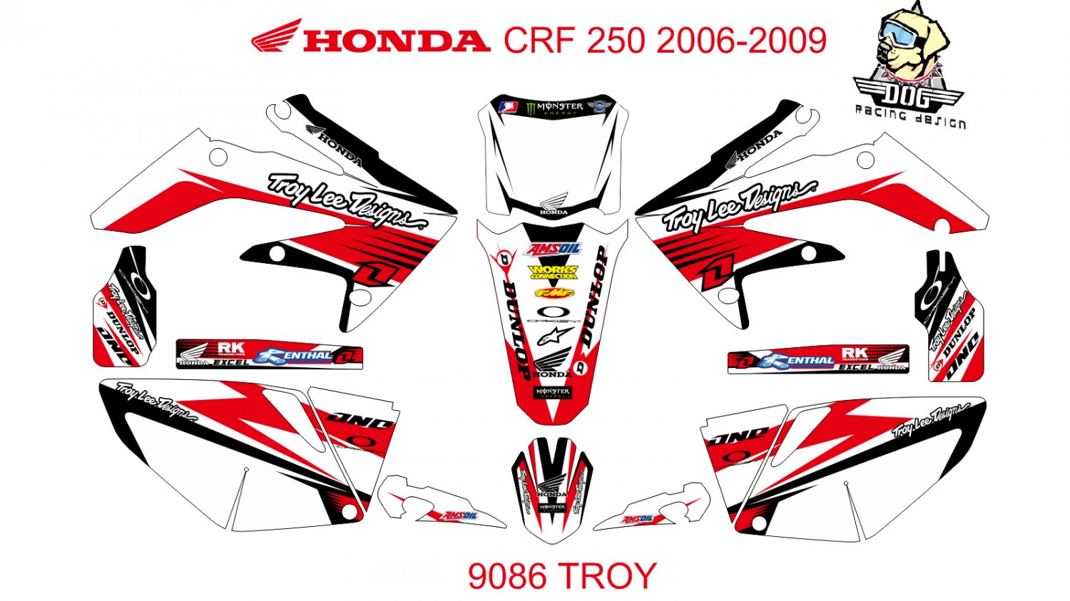 HONDA CRF 250 2006-2009 GRAPHIC DECAL KIT CODE.9086