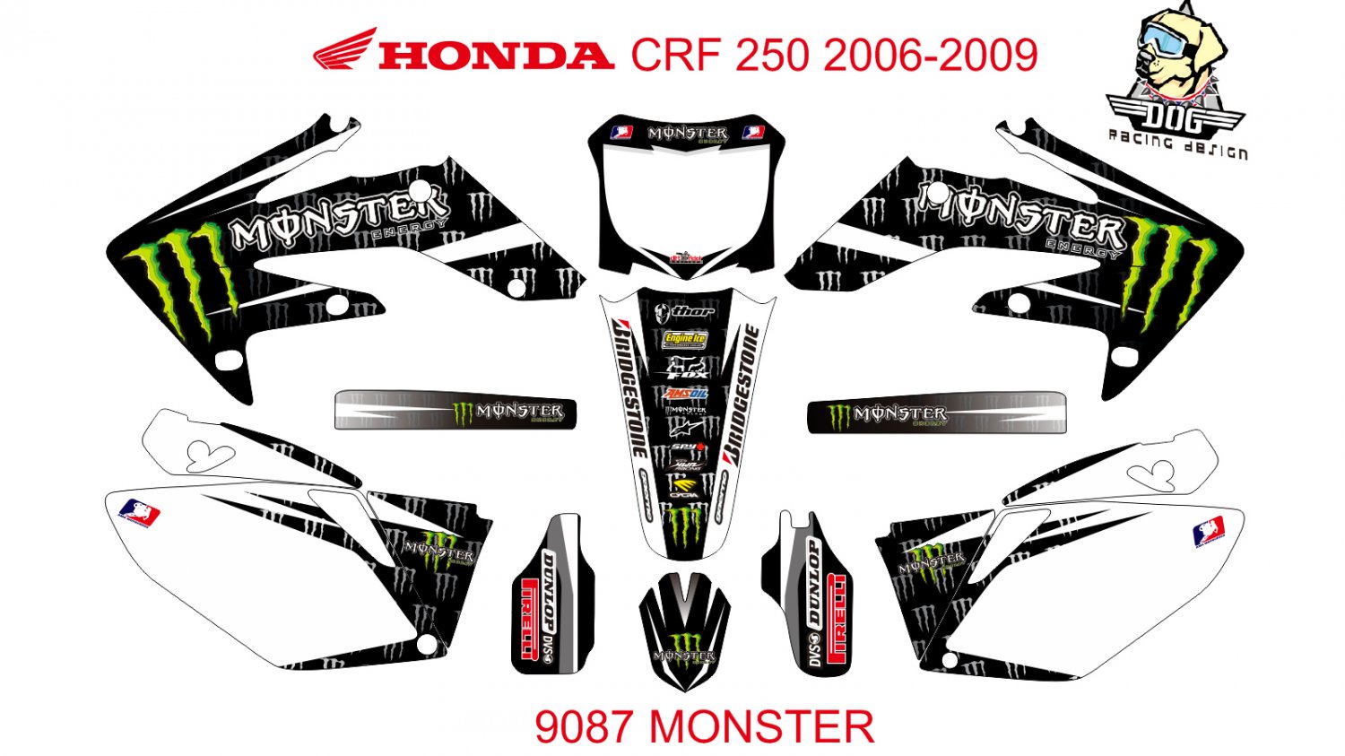 HONDA CRF 250 2006-2009 GRAPHIC DECAL KIT CODE.9087