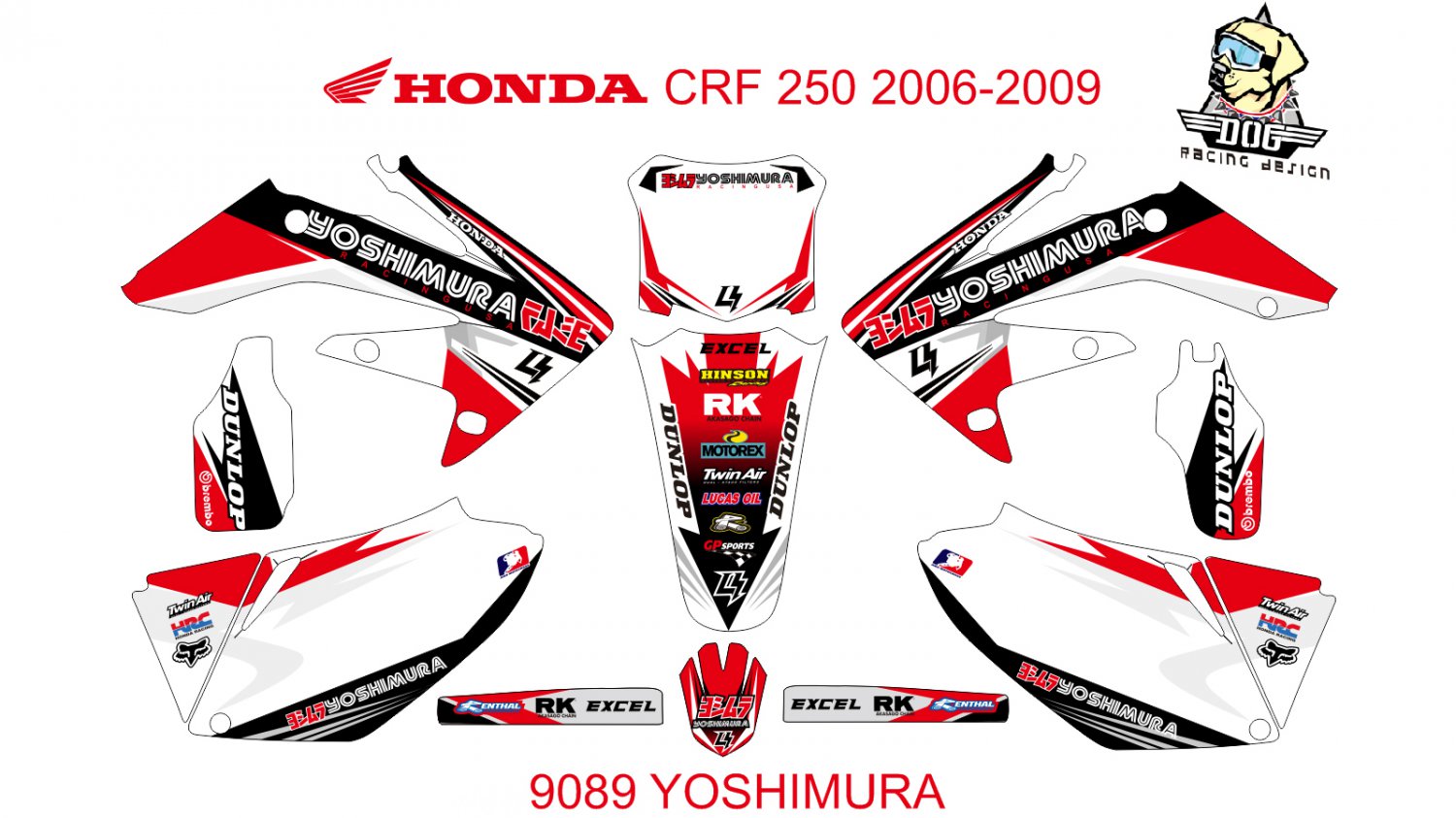 HONDA CRF 250 2006-2009 GRAPHIC DECAL KIT CODE.9089