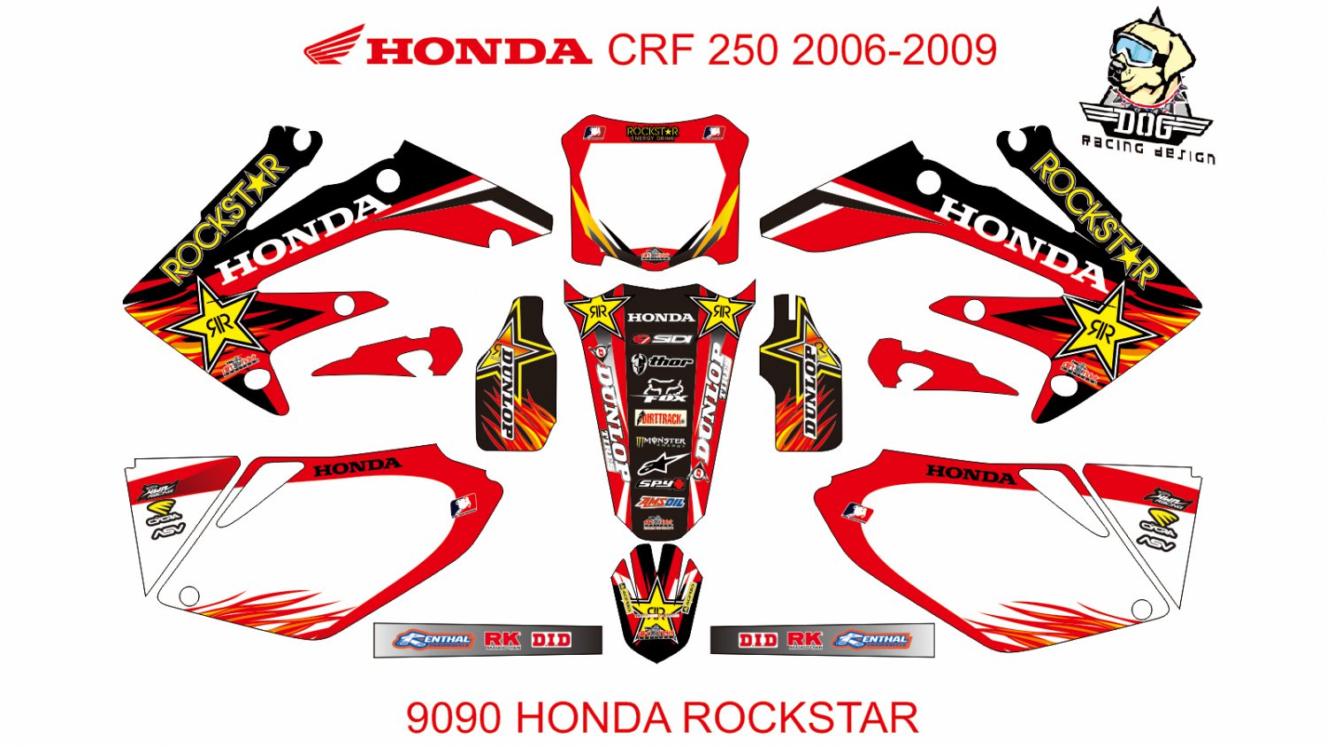 HONDA CRF 250 2006-2009 GRAPHIC DECAL KIT CODE.9090