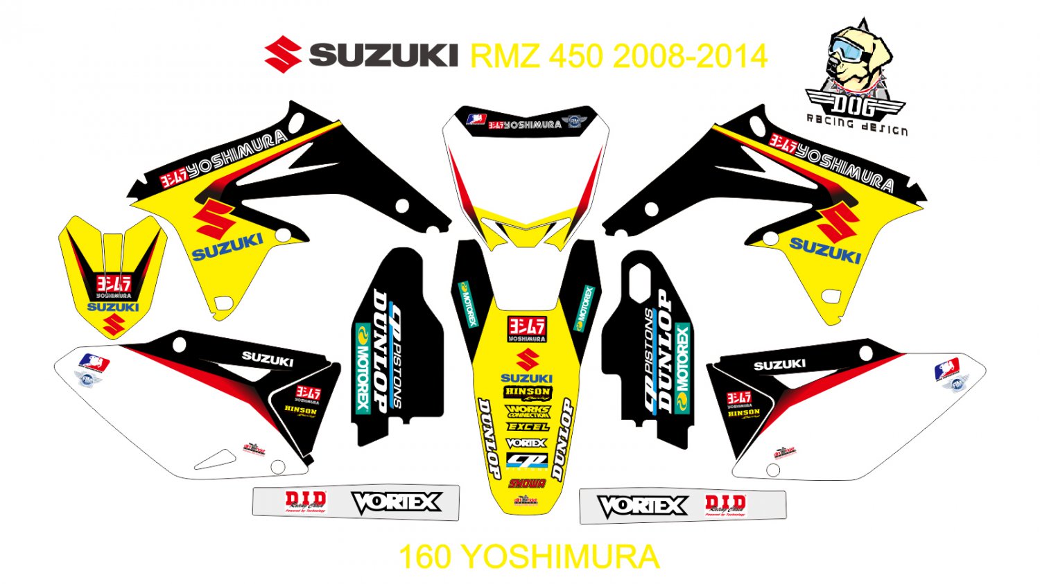 SUZUKI RMZ 450 2008-2014 GRAPHIC DECAL KIT CODE.160