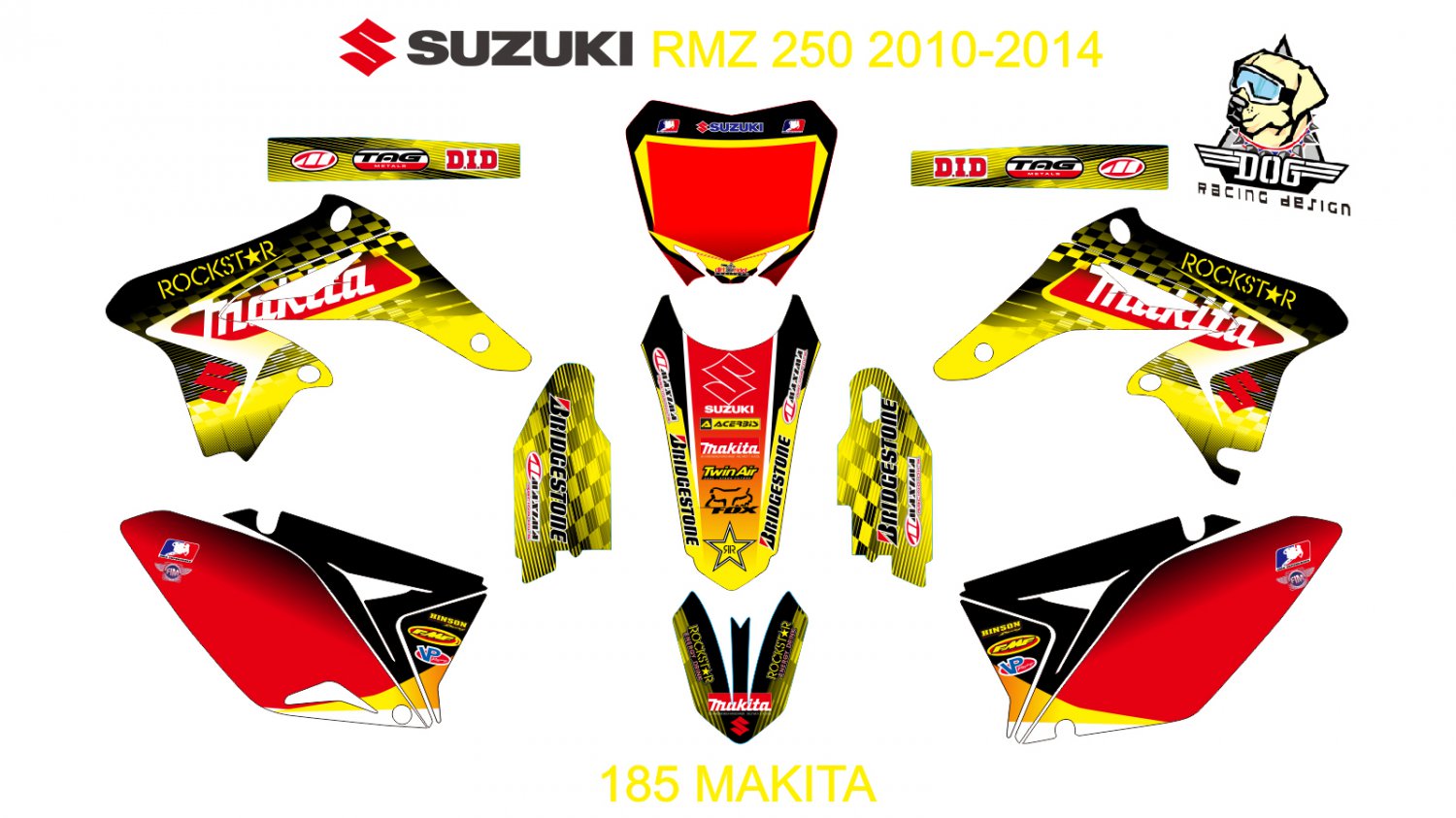 SUZUKI RMZ 250 2010-2014 GRAPHIC DECAL KIT CODE.185
