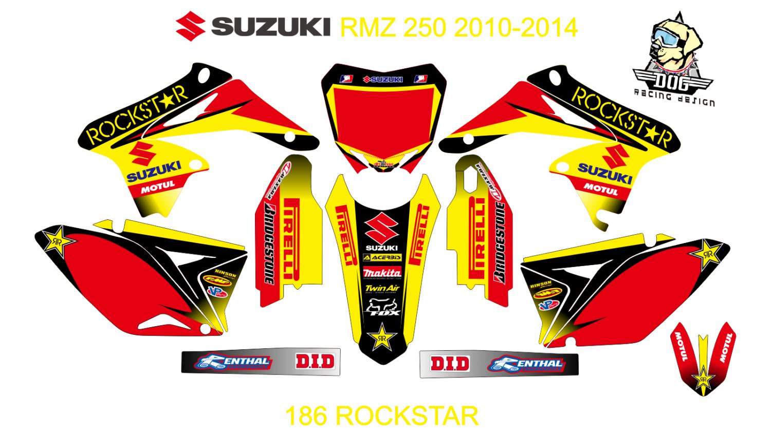 SUZUKI RMZ 250 2010-2014 GRAPHIC DECAL KIT CODE.186
