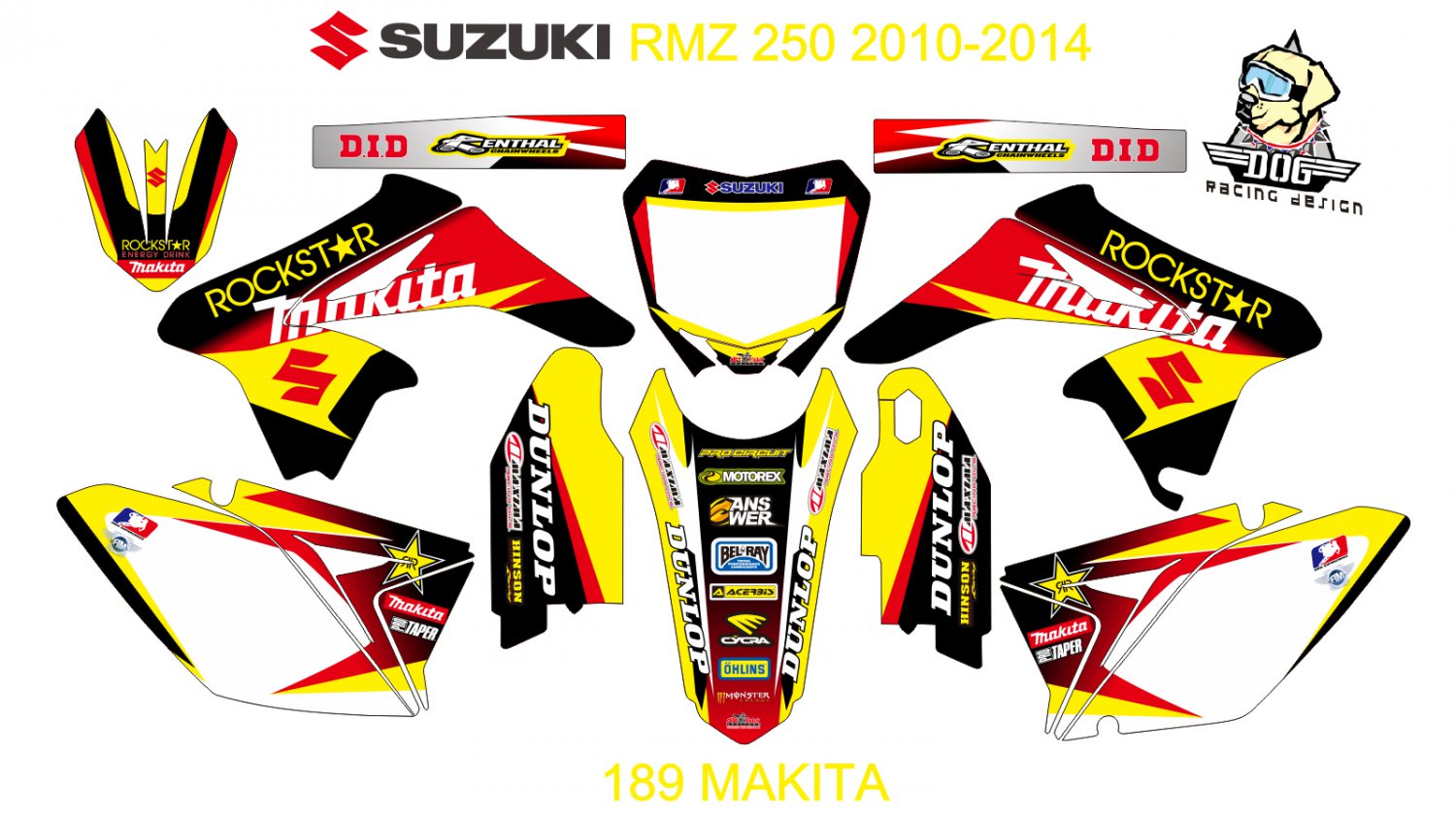 SUZUKI RMZ 250 2010-2014 GRAPHIC DECAL KIT CODE.189