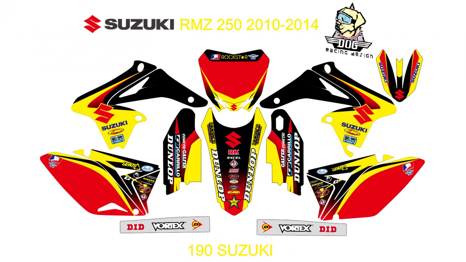 SUZUKI RMZ 250 2010-2014 GRAPHIC DECAL KIT CODE.190