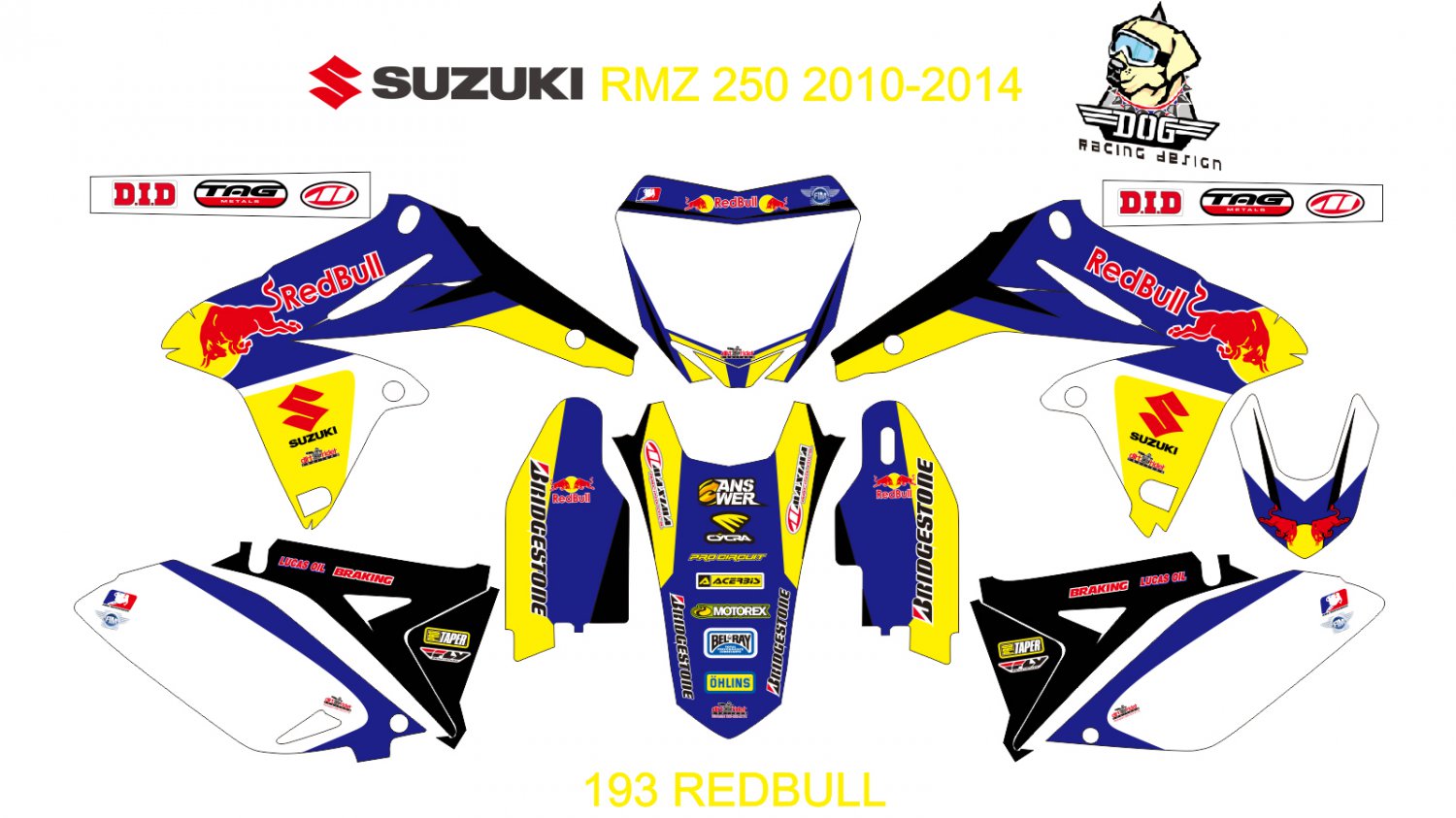 SUZUKI RMZ 250 2010-2014 GRAPHIC DECAL KIT CODE.193