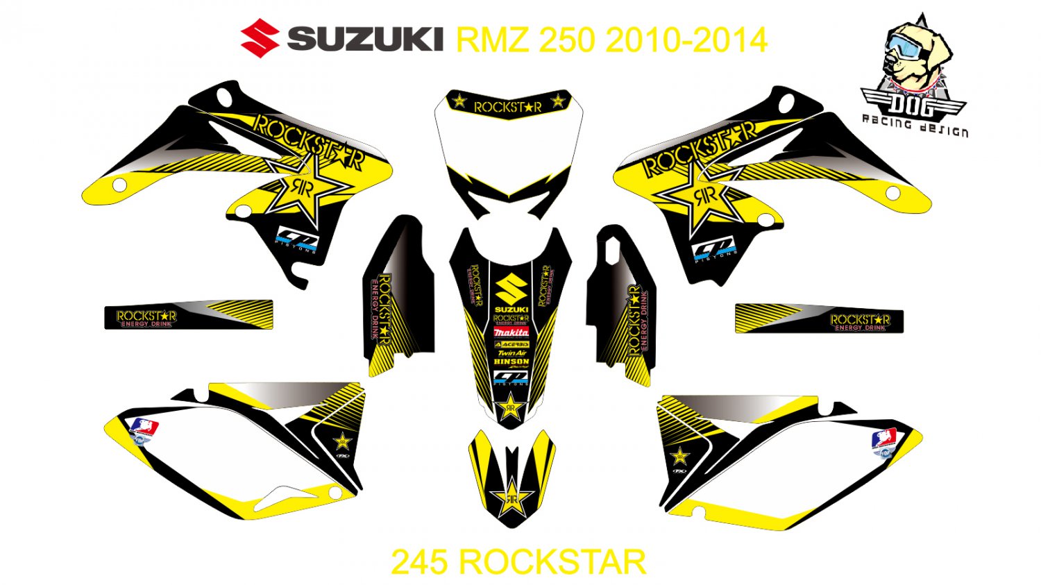 SUZUKI RMZ 250 2010-2014 GRAPHIC DECAL KIT CODE.245