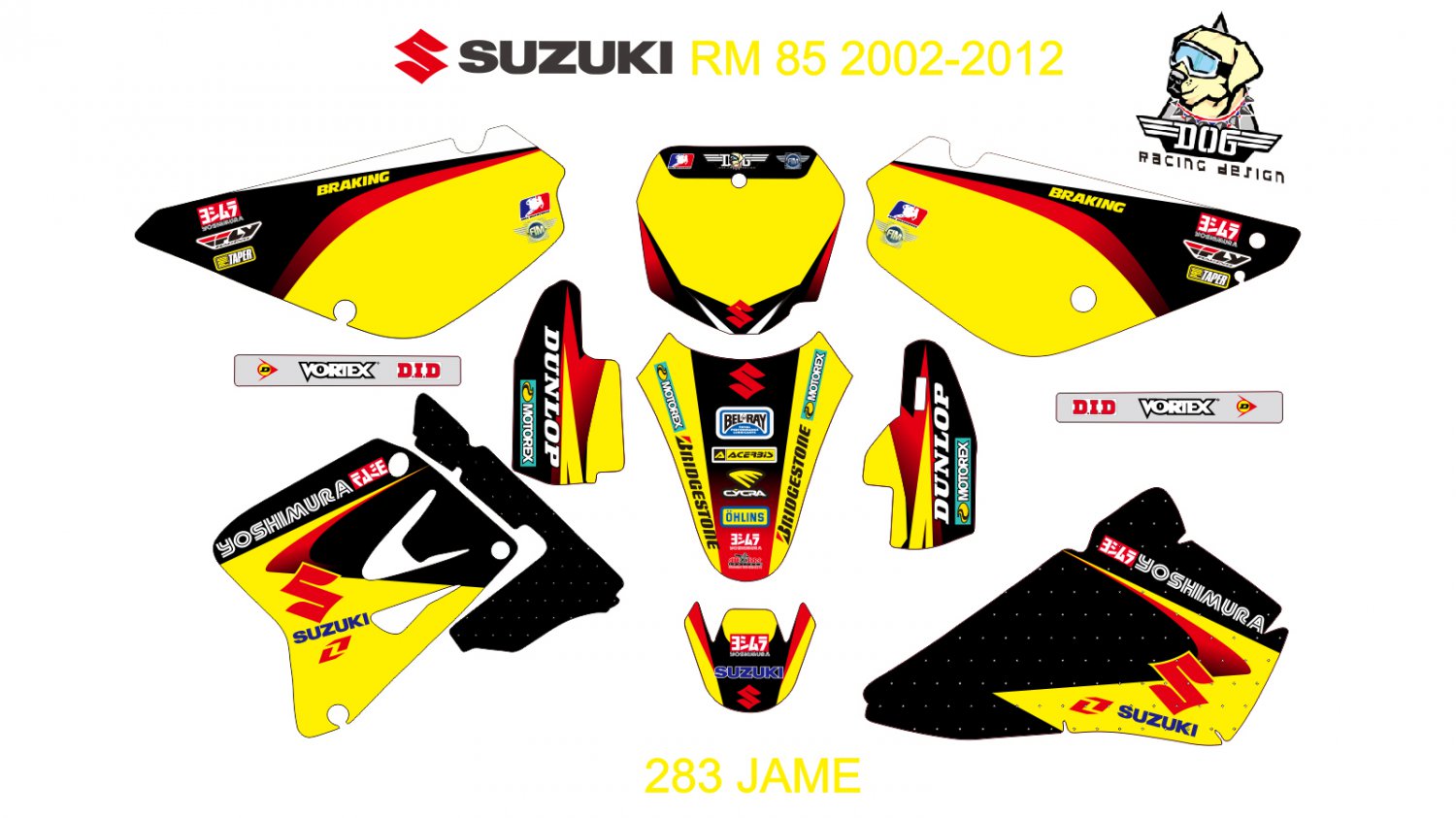 SUZUKI RM 85 2002-2012 GRAPHIC DECAL KIT CODE.283