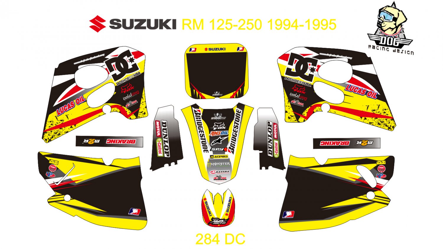 SUZUKI RM 125-250 1994-1995 GRAPHIC DECAL KIT CODE.284