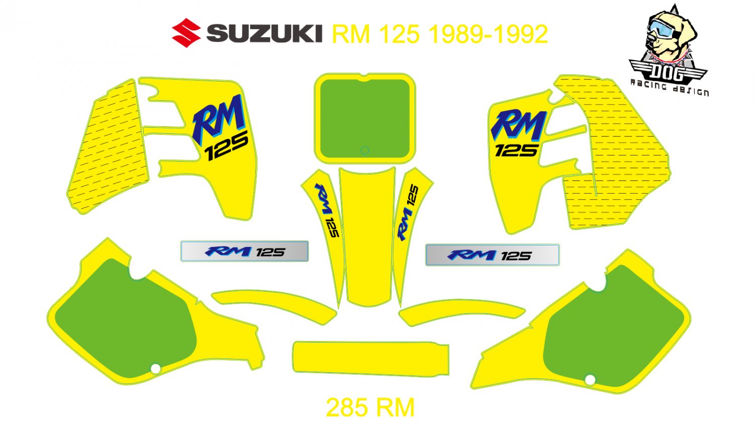 SUZUKI RM 125 1989-1992 GRAPHIC DECAL KIT CODE.285