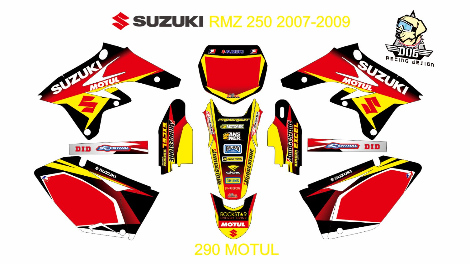 SUZUKI RMZ 250 2007-2009 GRAPHIC DECAL KIT CODE.290