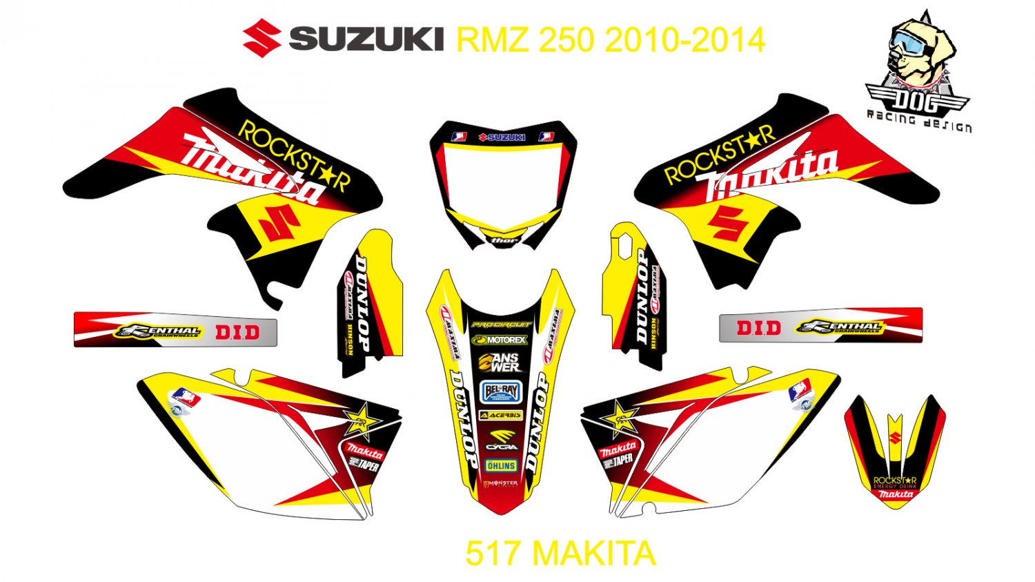 SUZUKI RMZ 250 2010-2014 GRAPHIC DECAL KIT CODE.517