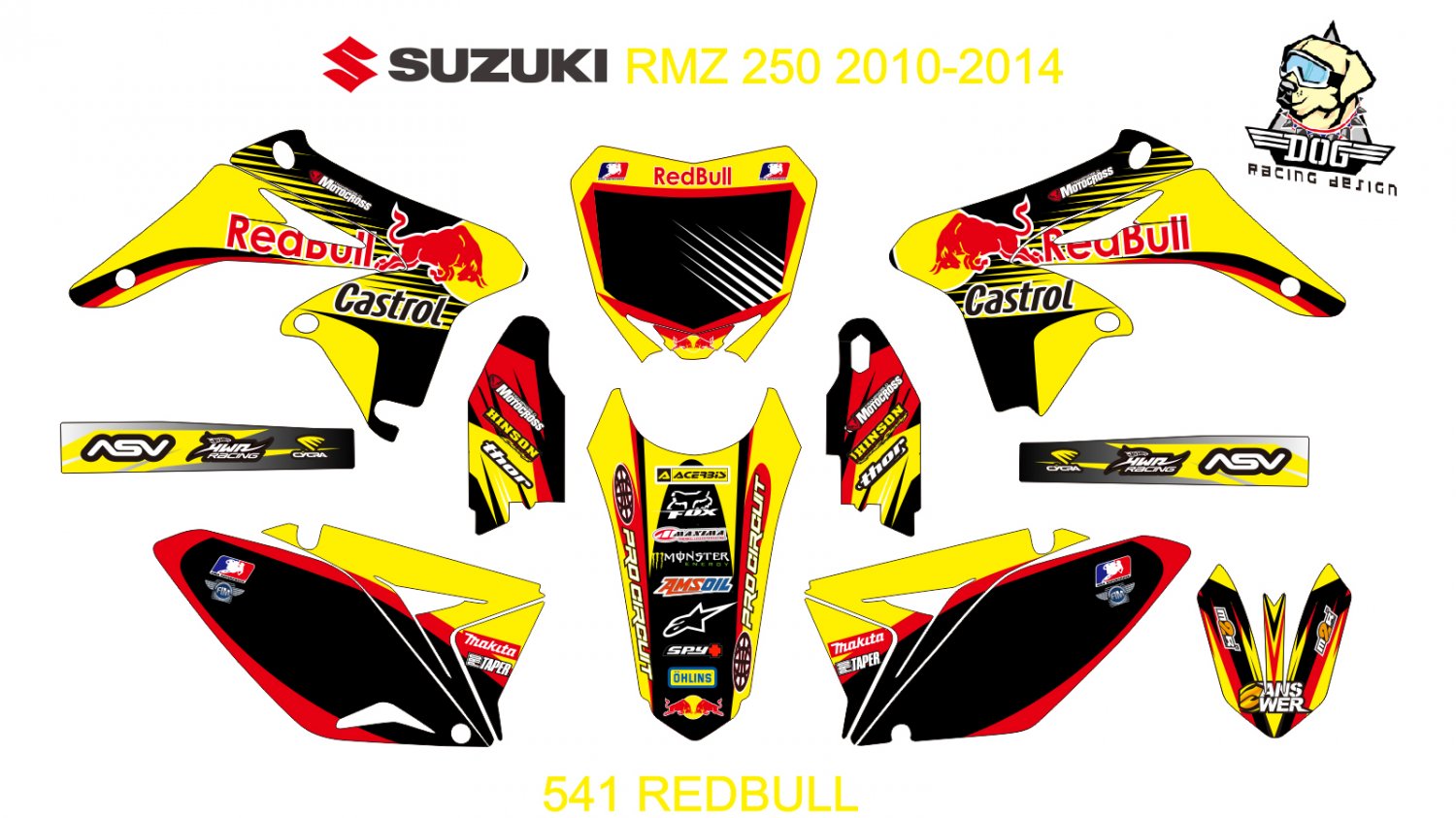 SUZUKI RMZ 250 2010-2014 GRAPHIC DECAL KIT CODE.541