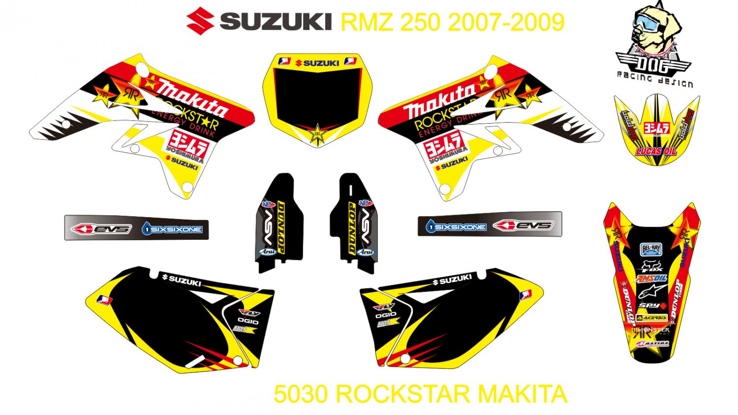 SUZUKI RMZ 250 2007-2009 GRAPHIC DECAL KIT CODE.5030