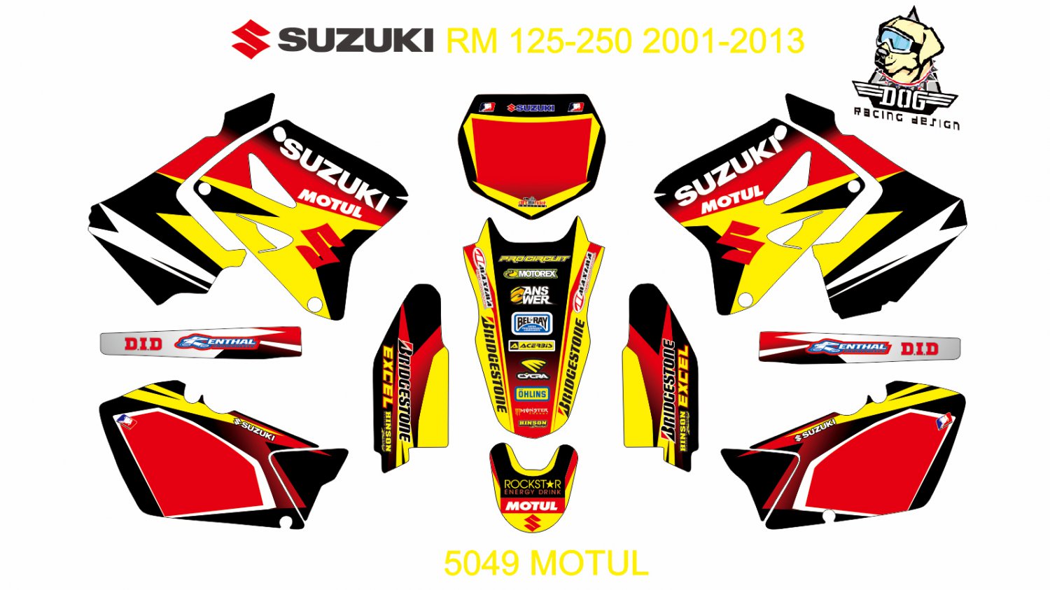 SUZUKI RM 125-250 2001-2013 GRAPHIC DECAL KIT CODE.5049