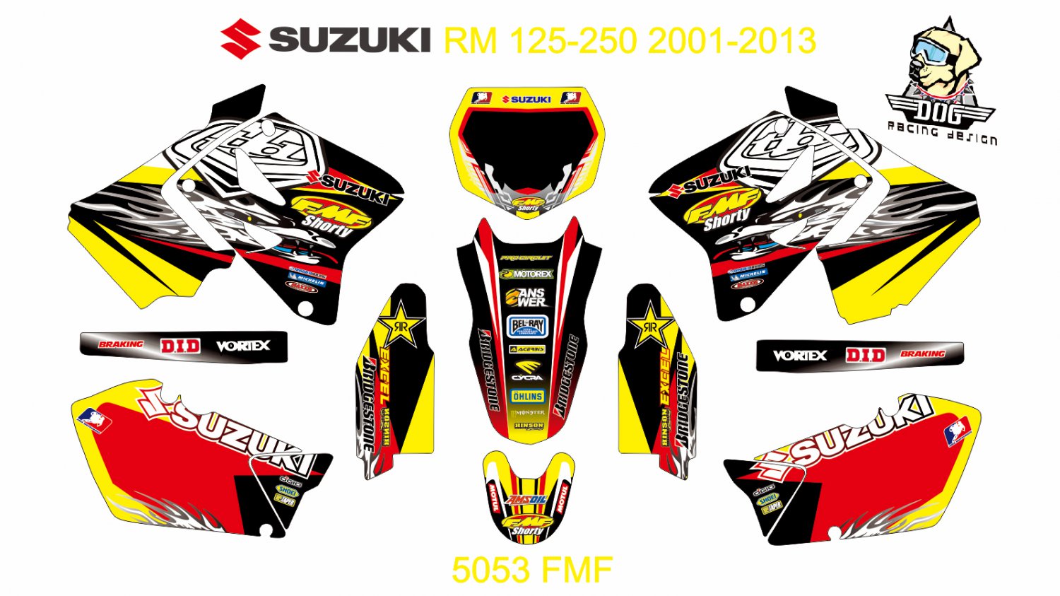 SUZUKI RM 125-250 2001-2013 GRAPHIC DECAL KIT CODE.5053