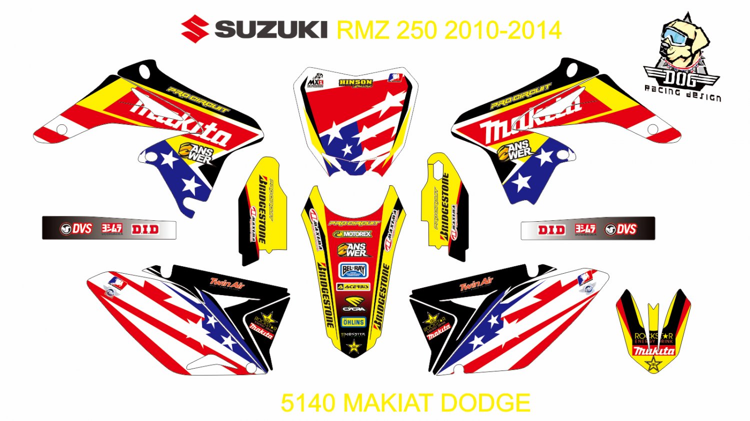SUZUKI RMZ 250 2010-2014 GRAPHIC DECAL KIT CODE.5140