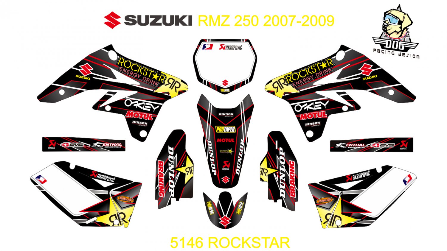 SUZUKI RMZ 250 2007-2009 GRAPHIC DECAL KIT CODE.5146
