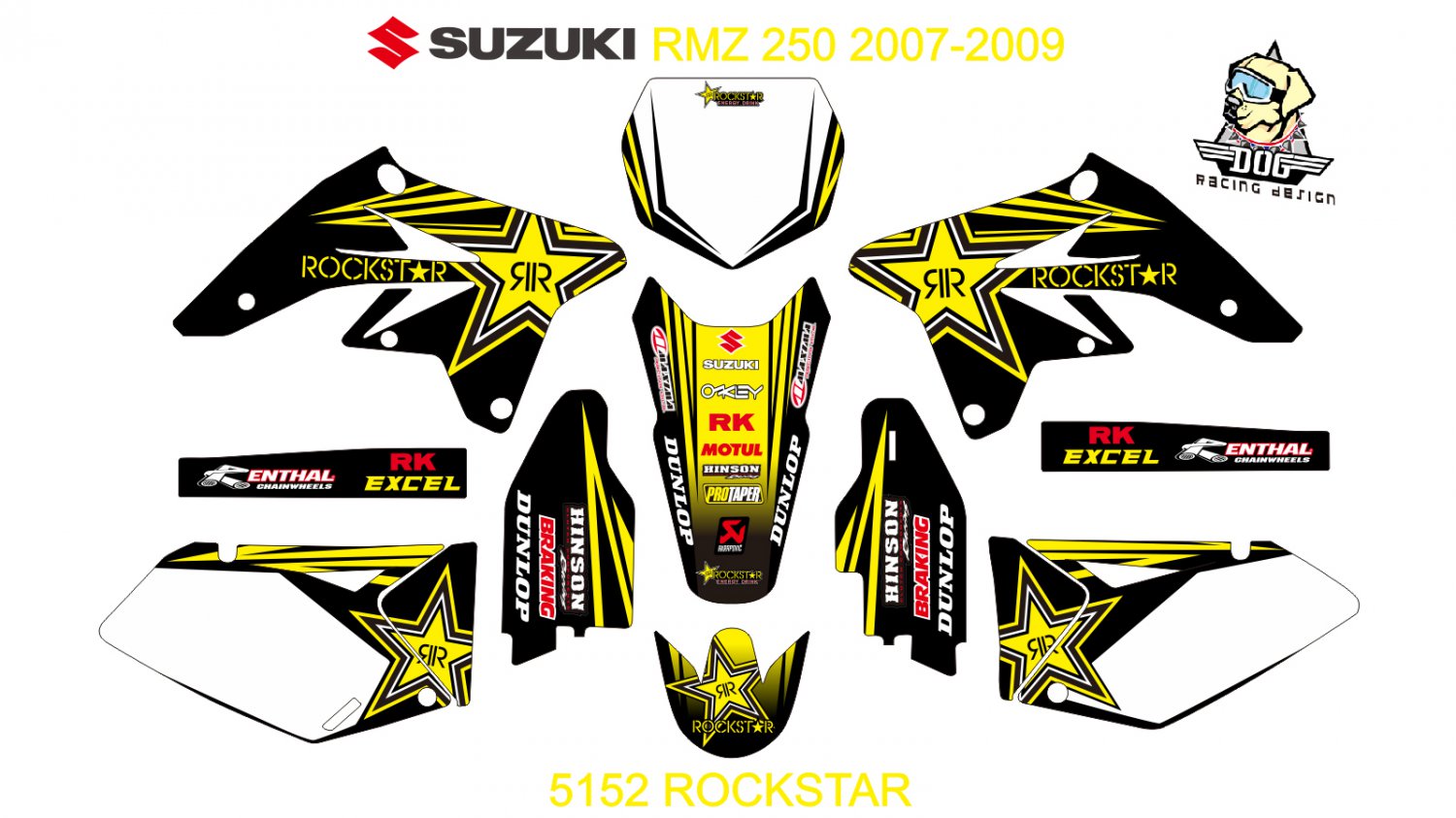 SUZUKI RMZ 250 2007-2009 GRAPHIC DECAL KIT CODE.5152