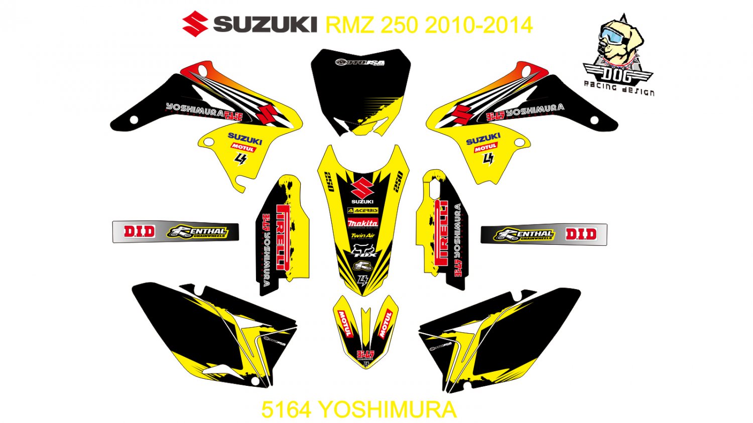 SUZUKI RMZ 250 2010-2014 GRAPHIC DECAL KIT CODE.5164