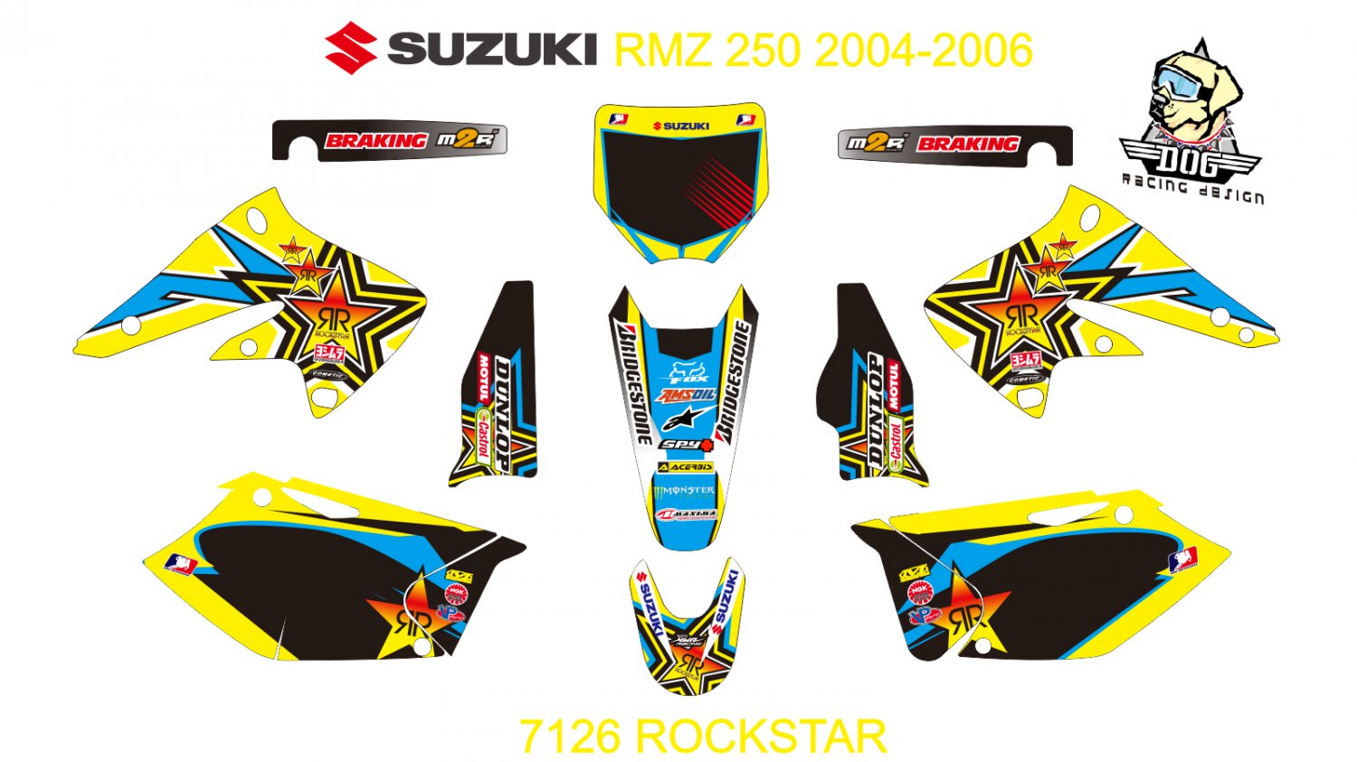SUZUKI RMZ 250 2004-2006 GRAPHIC DECAL KIT CODE.7126