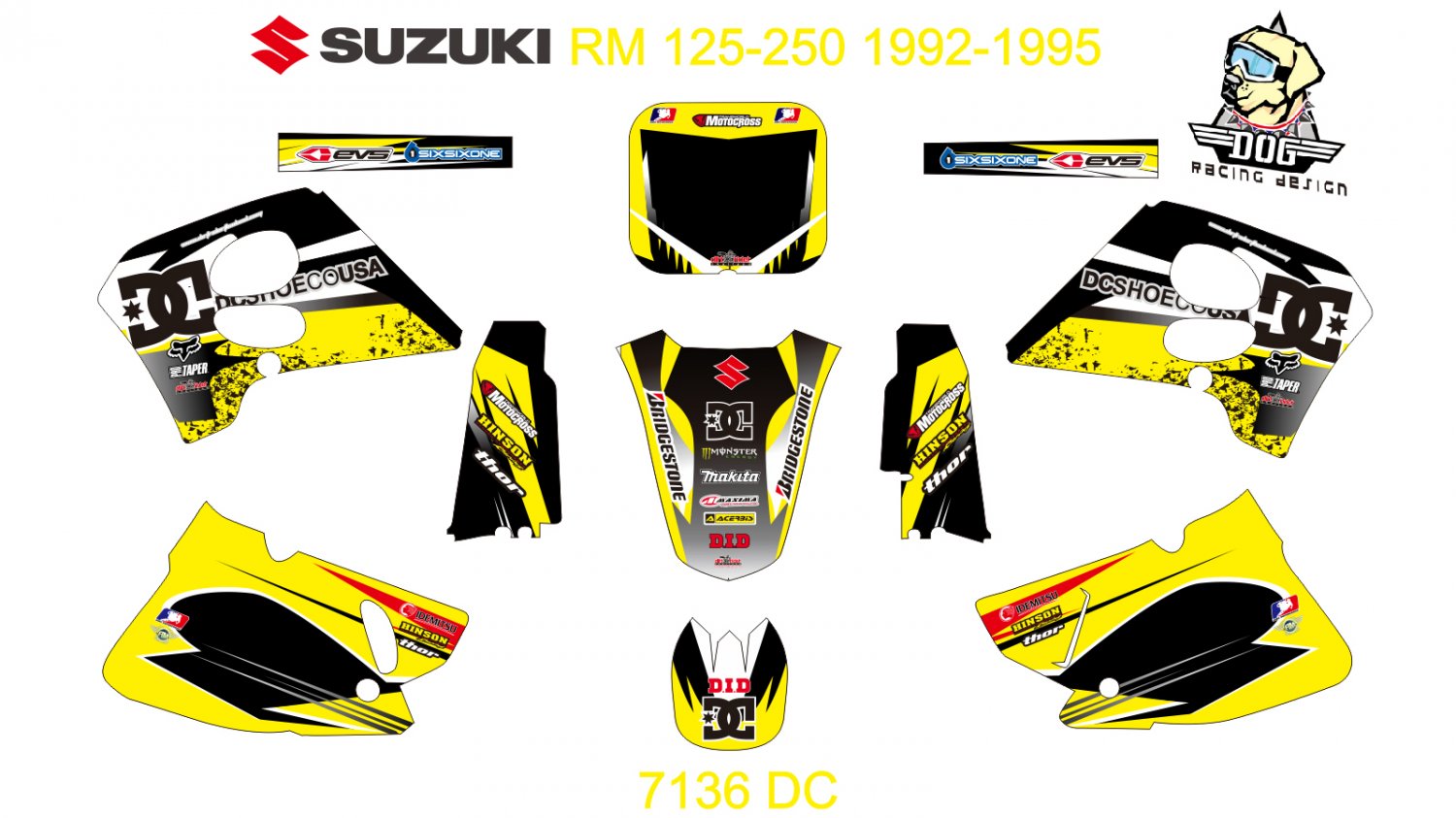 SUZUKI RMX 125-250 1992-1995 GRAPHIC DECAL KIT CODE.7136