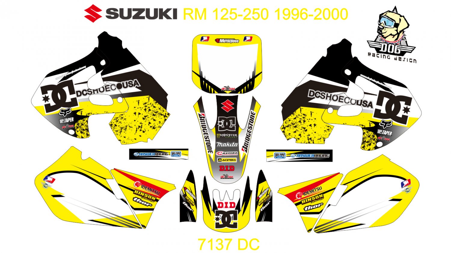 SUZUKI RM 125-250 1996-2000 GRAPHIC DECAL KIT CODE.7137
