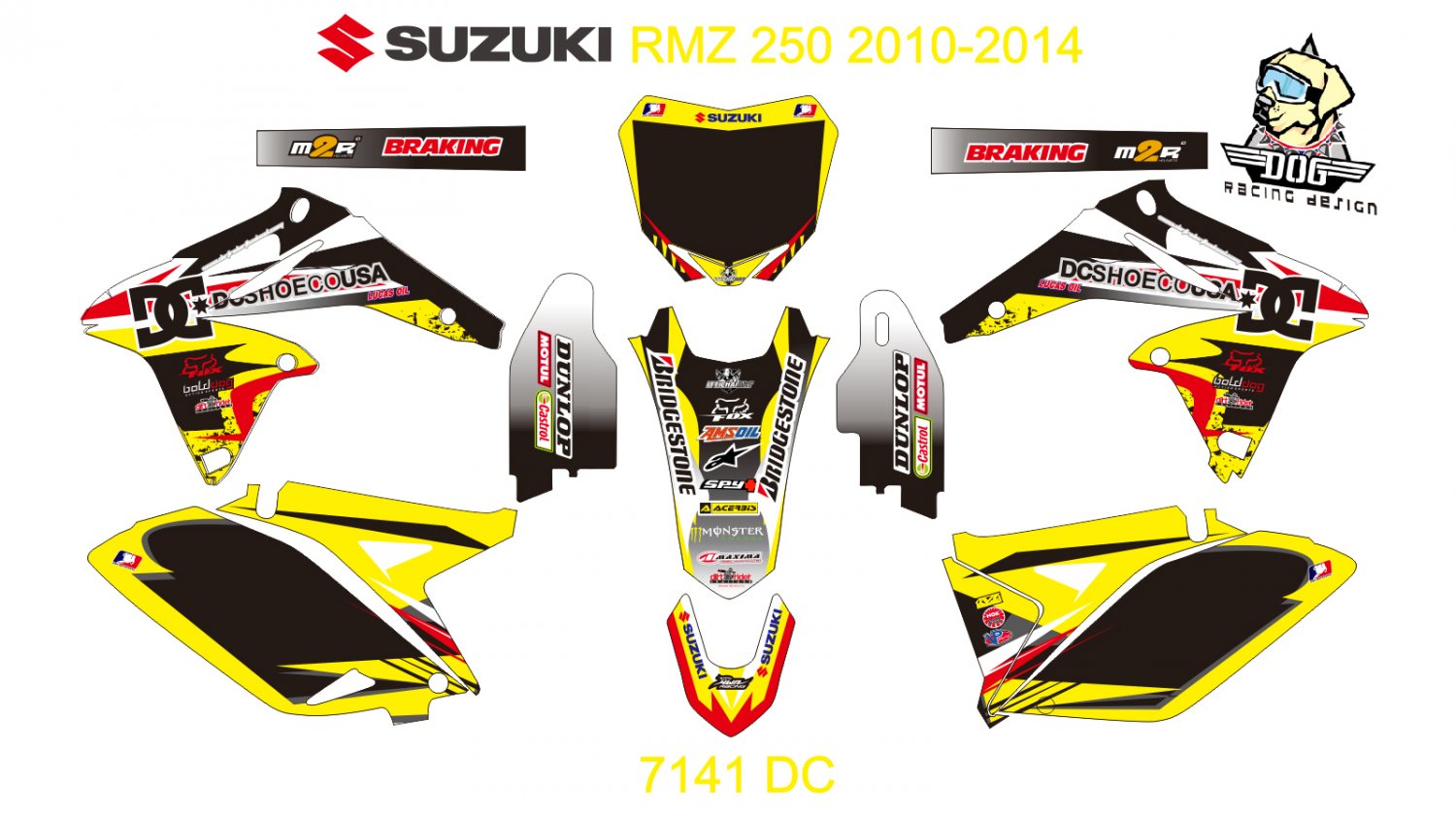 SUZUKI RMZ 250 2010-2014 GRAPHIC DECAL KIT CODE.7141