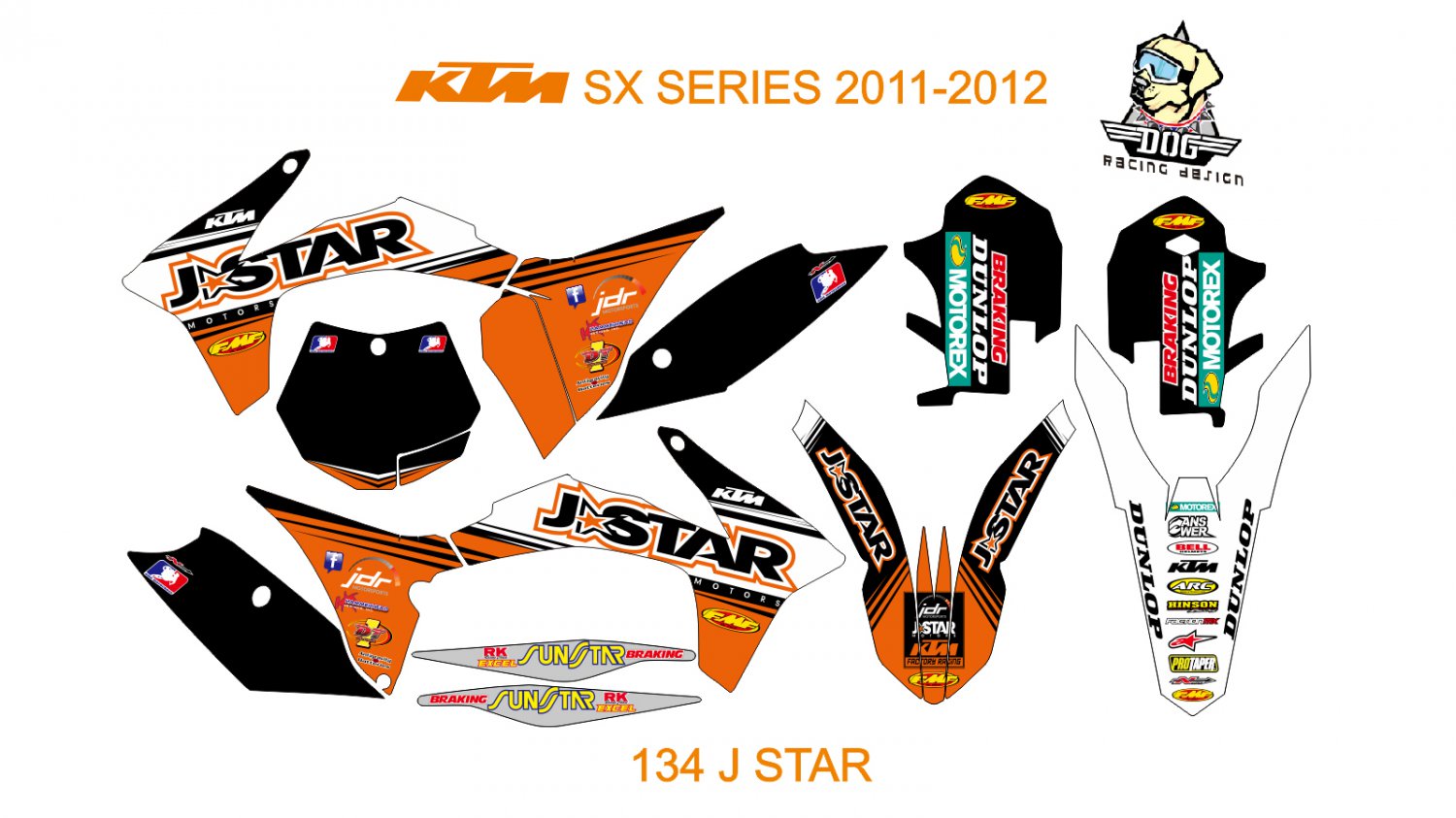 KTM SX SERIES 2011-2012 GRAPHIC DECAL KIT CODE.134