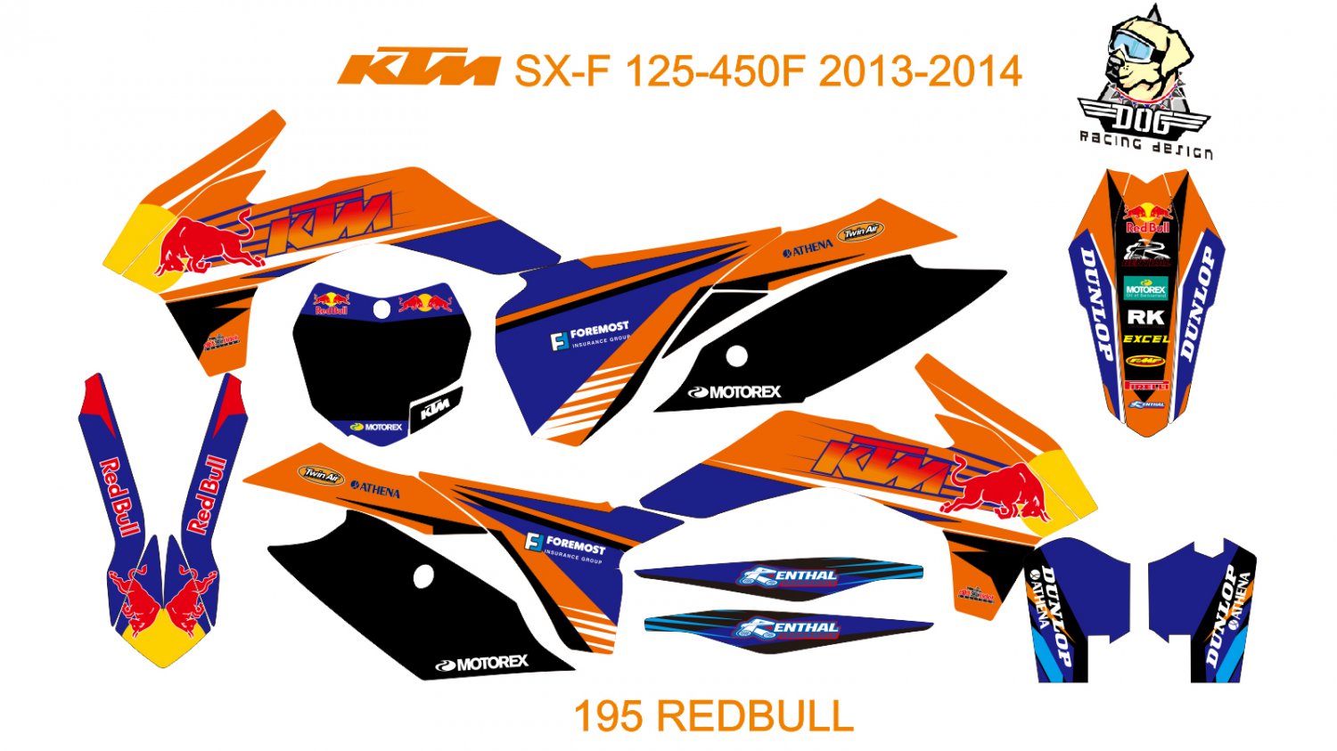 KTM SX-F 125-450F 2013-2014 GRAPHIC DECAL KIT CODE.195