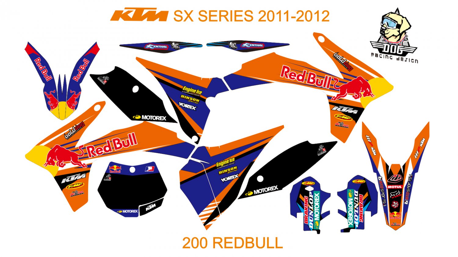 KTM SX SERIES 2011-2012 GRAPHIC DECAL KIT CODE.200