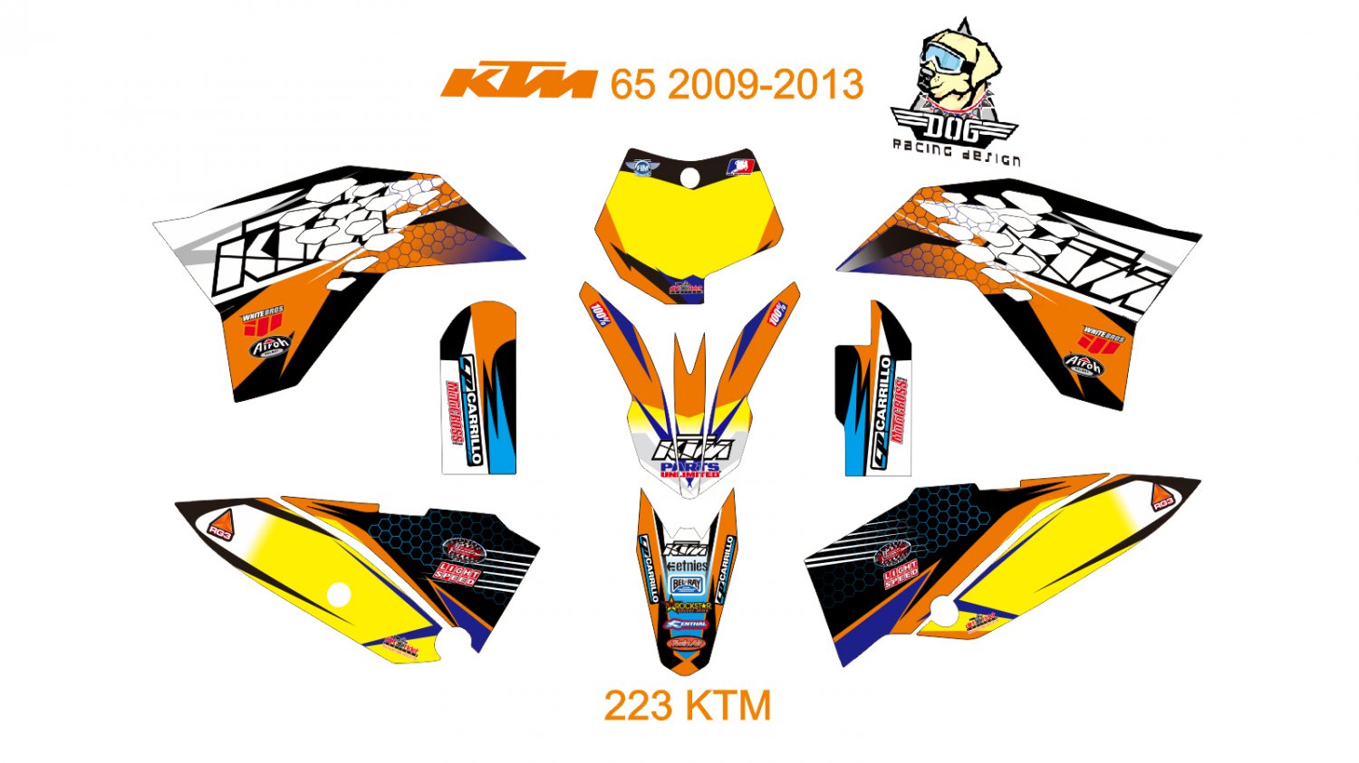 KTM 65 2009-2013 GRAPHIC DECAL KIT CODE.223