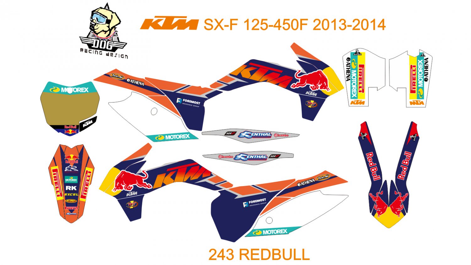 KTM SX-F 125-450F 2013-2014 GRAPHIC DECAL KIT CODE.243