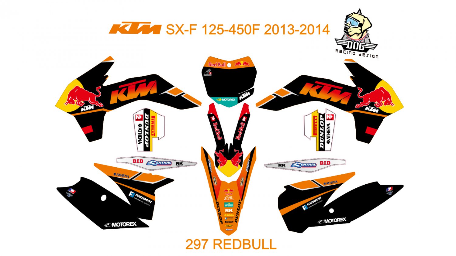 KTM SX-F 125-450F 2013-2014 GRAPHIC DECAL KIT CODE.297