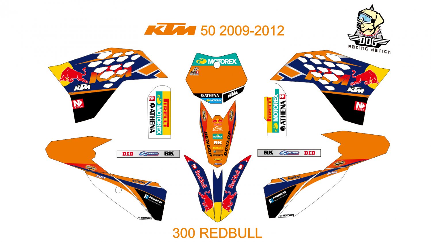 KTM 50 2009-2012 GRAPHIC DECAL KIT CODE.300