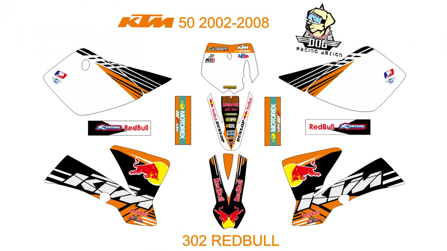 KTM 50 2002-2008 GRAPHIC DECAL KIT CODE.302