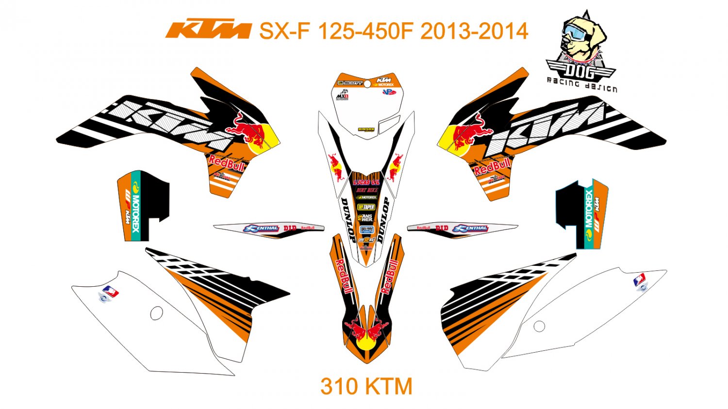 KTM SX-F 125-450F 2013-2014 GRAPHIC DECAL KIT CODE.310