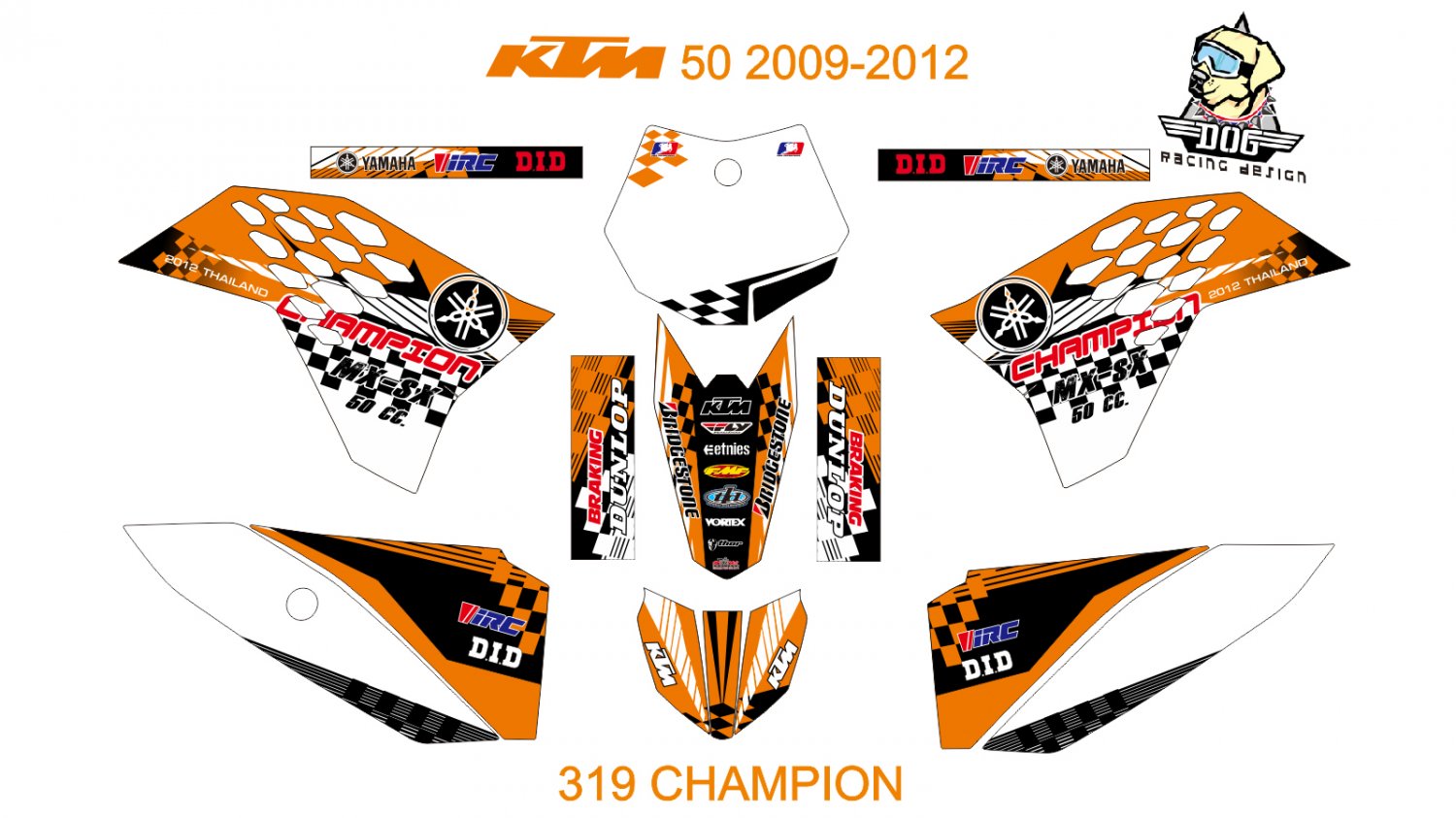 KTM 50 2009-2012 GRAPHIC DECAL KIT CODE.319