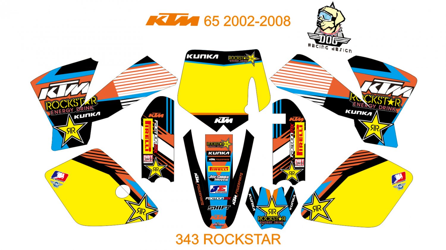 KTM 65 2002-2008 GRAPHIC DECAL KIT CODE.343