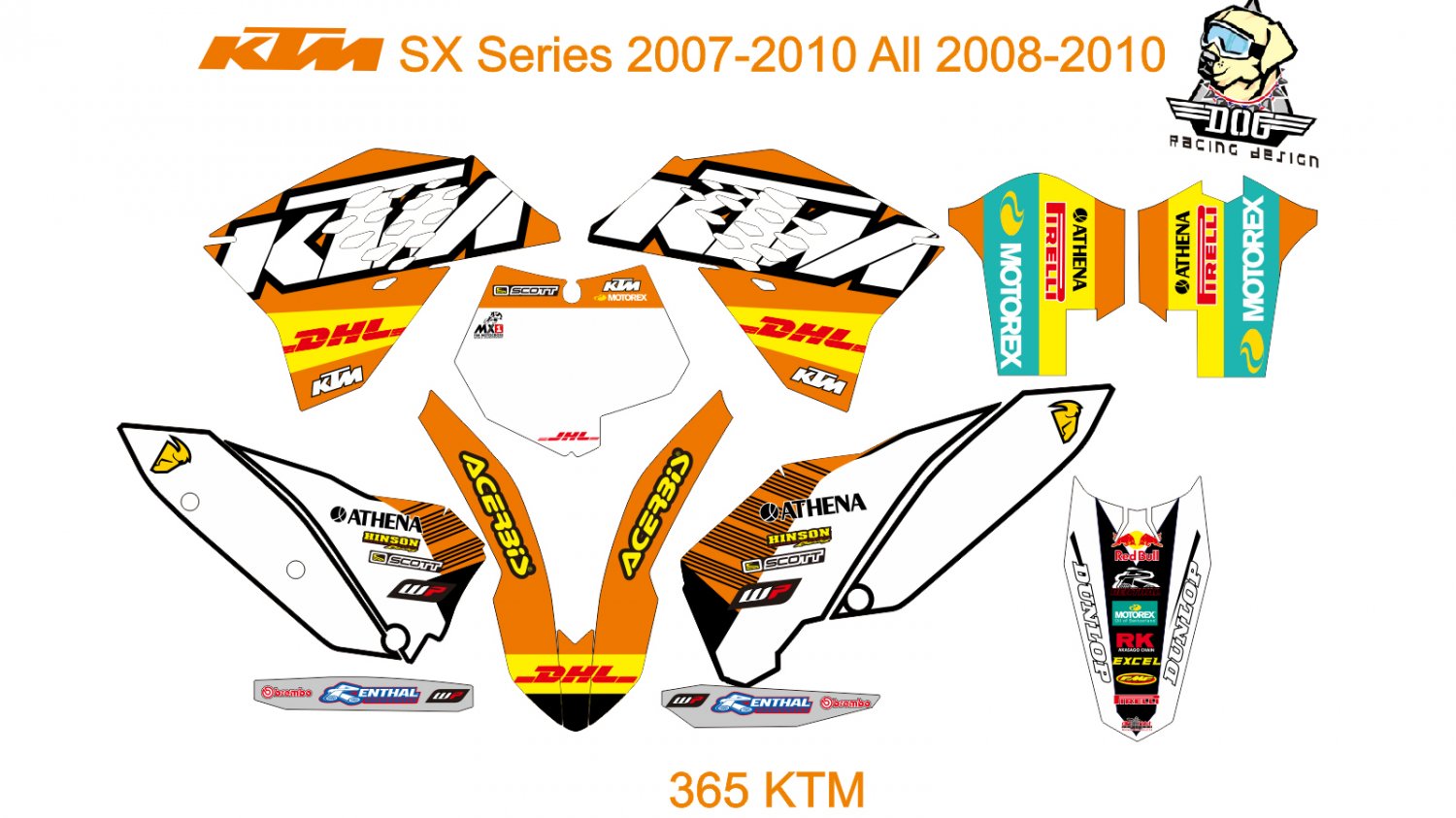 KTM SX Series 2007-2010 All 2008-2010 GRAPHIC DECAL KIT CODE.365