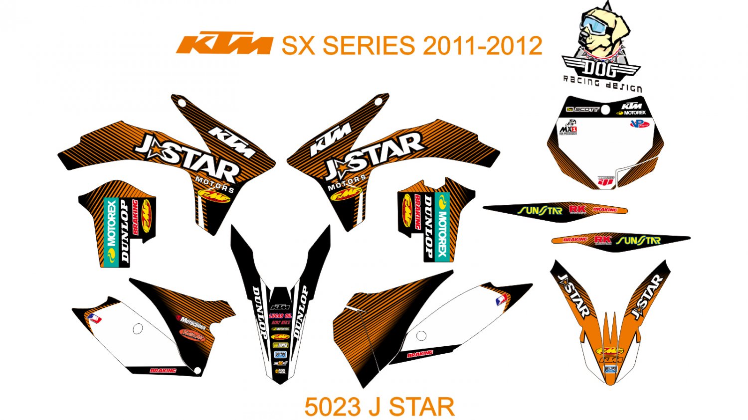 KTM SX SERIES 2011-2012 GRAPHIC DECAL KIT CODE.5023