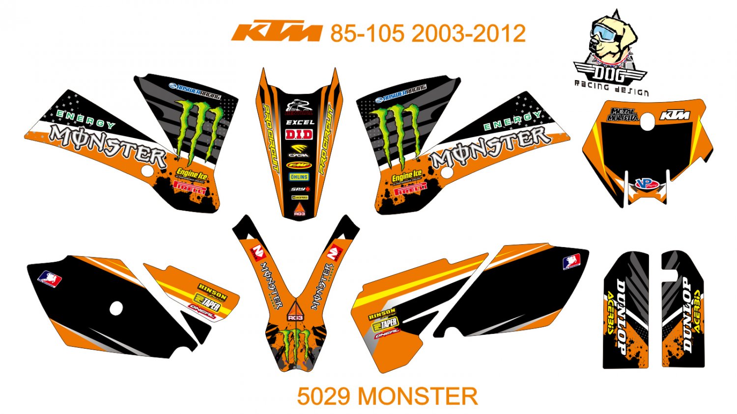 KTM SX SERIES 2011-2012 GRAPHIC DECAL KIT CODE.5029