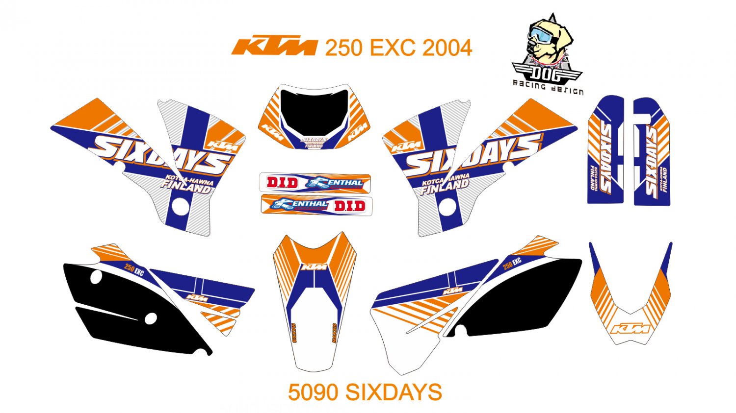 KTM 250 EXC 2004 GRAPHIC DECAL KIT CODE.5090