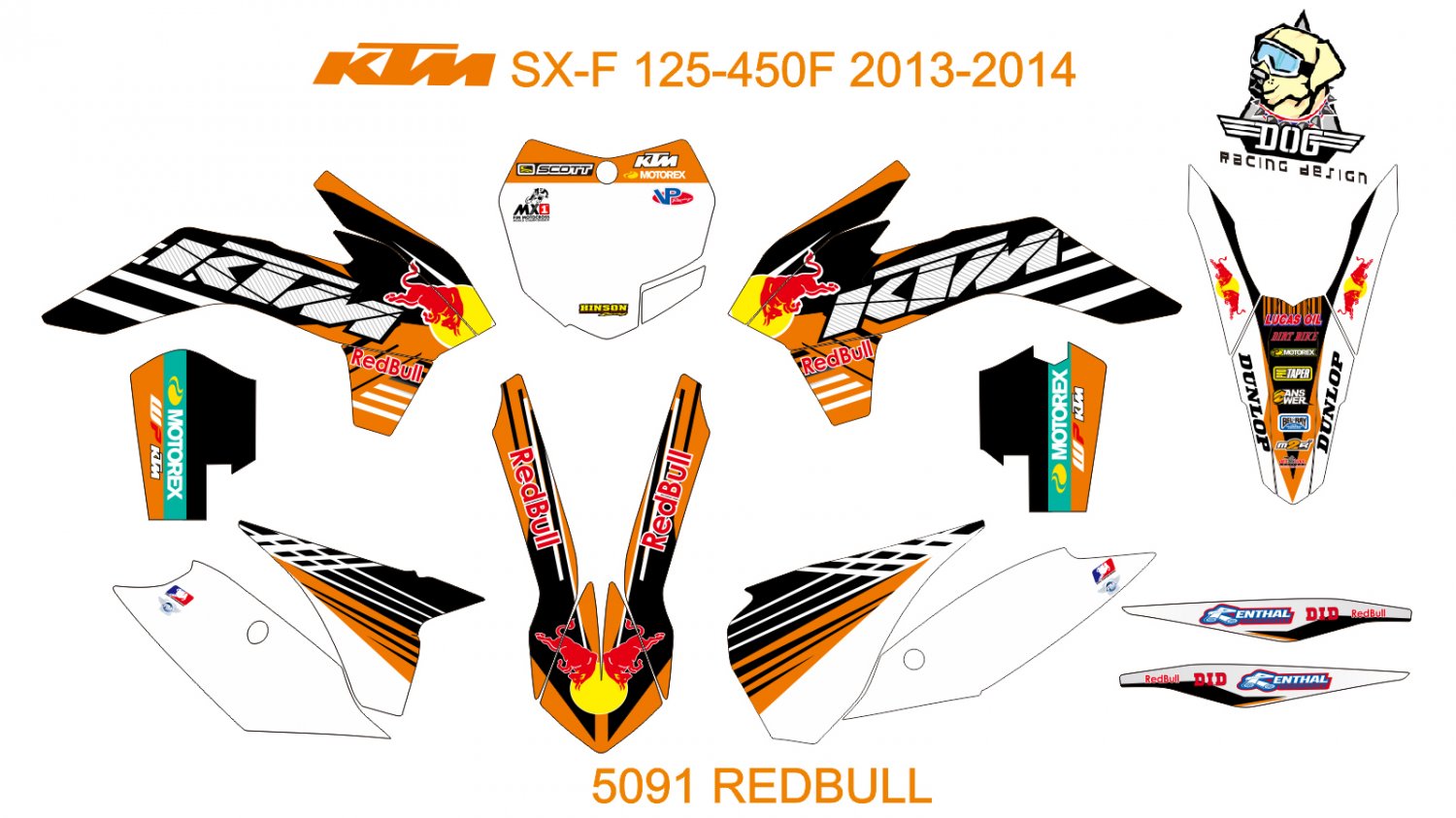 KTM SX-F 125-450F 2013-2014 GRAPHIC DECAL KIT CODE.5091