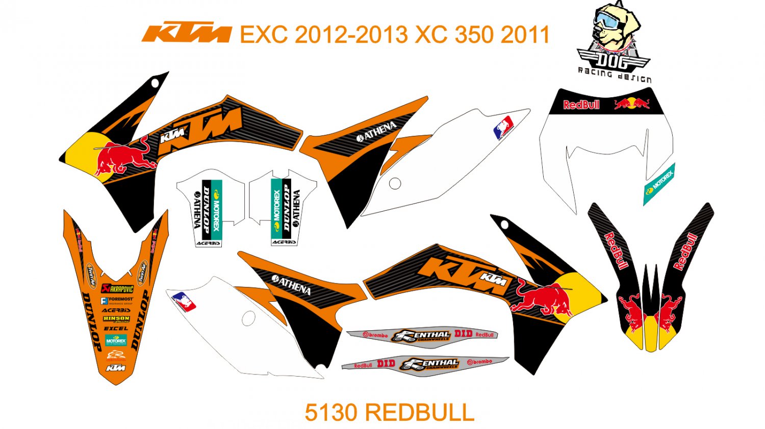 KTM EXC 2012-2013 XC 350 2011 GRAPHIC DECAL KIT CODE.5130